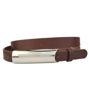 Genuine Leather Belt w. rounded plaque Buckle